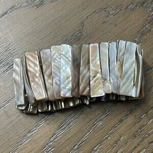 Abalone Mother of Pearl Stretch Bracelet Neutral Natural Beachy Boho Jewelry